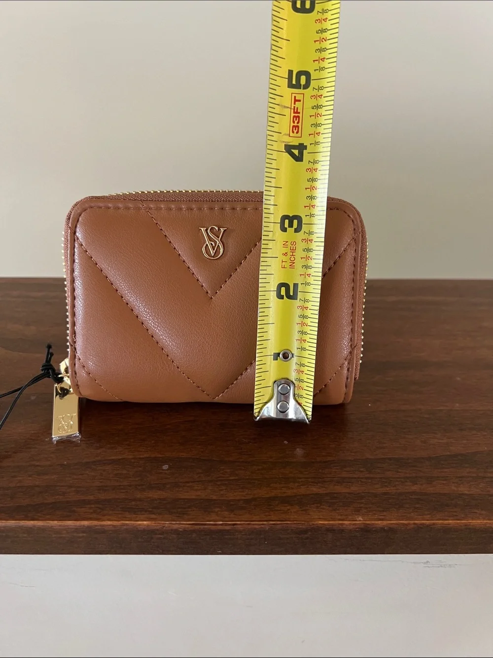 Victoria's Secret Quilted Zip Card Wallet in Camel Brown - Picture 5 of 8